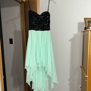 Black and Mint short to long homecoming dress